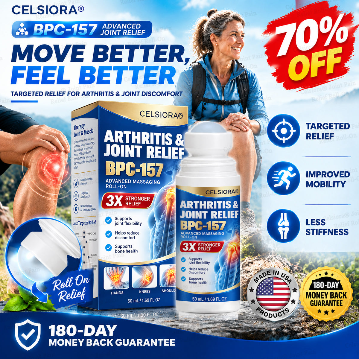 👨‍⚕️Celsiora® BPC-157 Arthritis Relief Roll-On|Targeted Joint Care